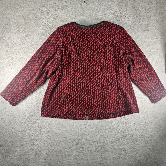 Bob Mackie Fleece Zip Front Jacket‎ Womens 2X Red Wearable Art Boho Faux Leather - Picture 12 of 16